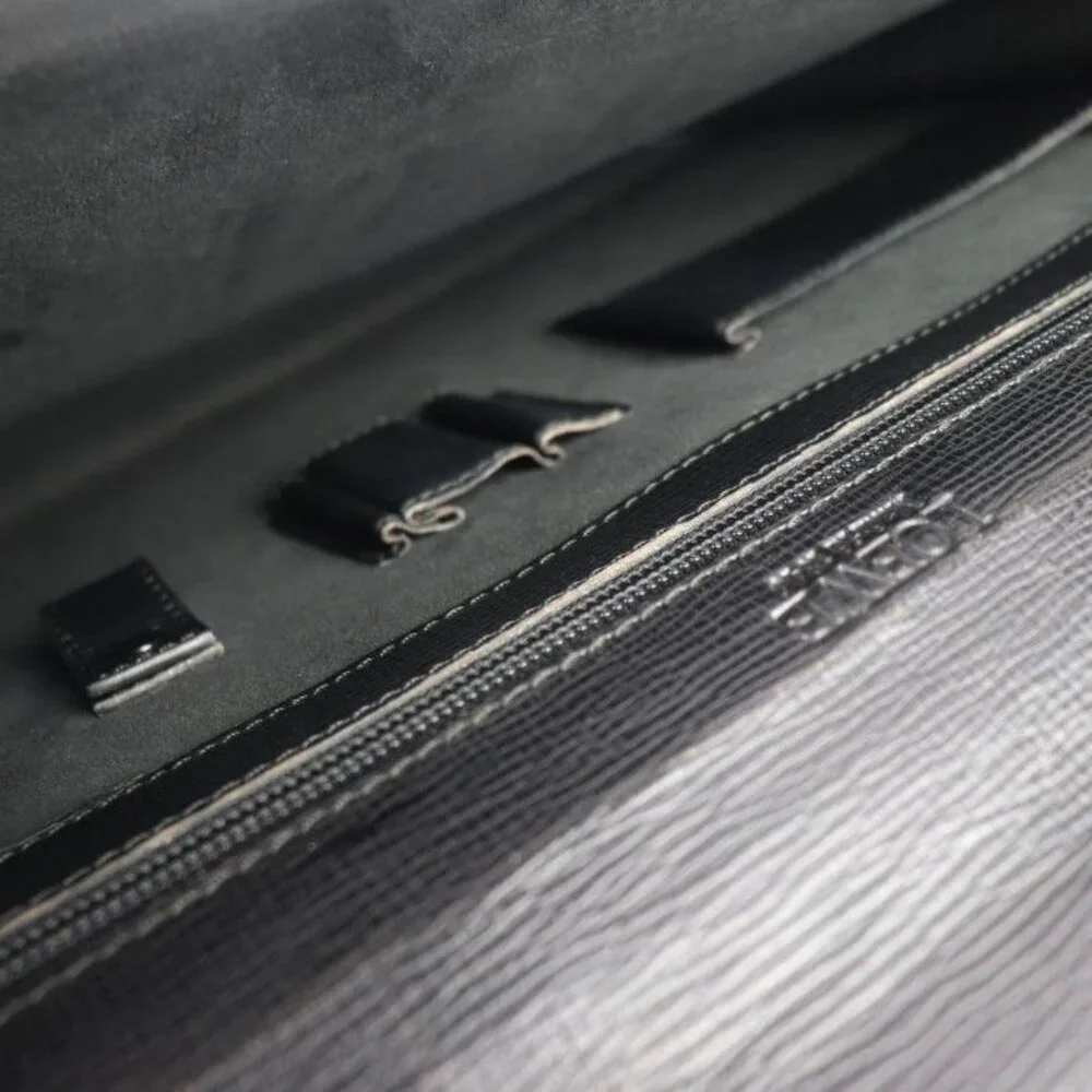 Loewe Briefcase Business Bag 13-50.70.002-1579 Leather Black Gold Hardware